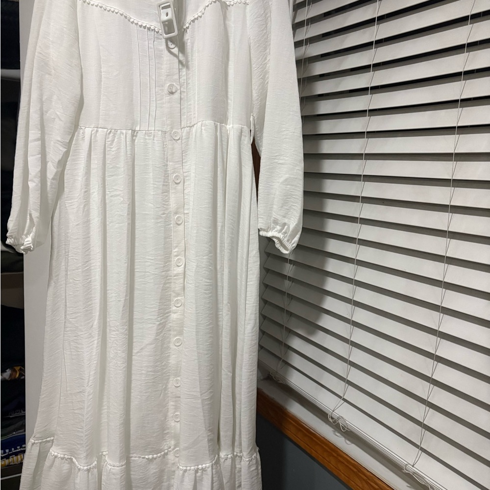 Elegant White Button-Down Dress